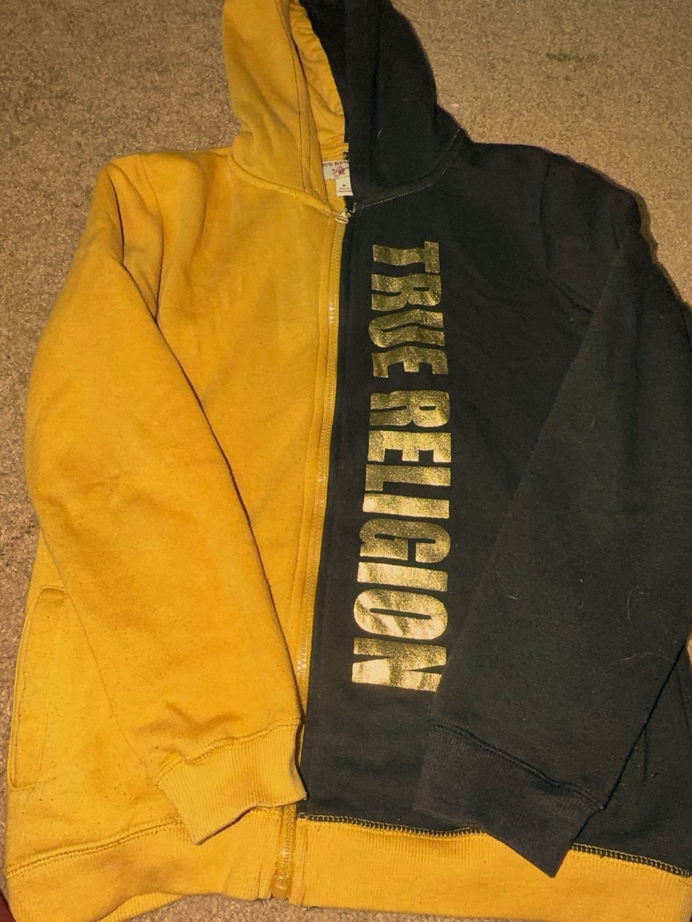 True Religion Kids Black and Yellow Two-Tone Zip Hoodie